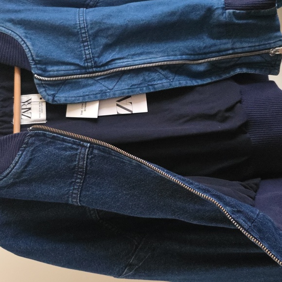 ZARA The Contrast Denim Bomber Jacket - Picture 9 of 13